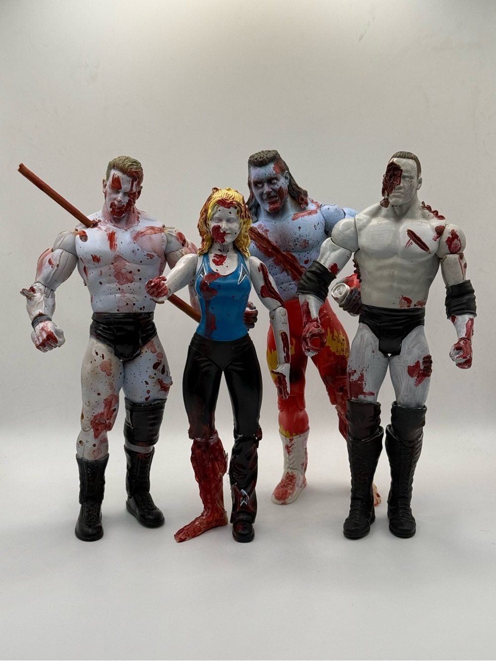 WWE Custom hand painted zombie figures - lot of 4